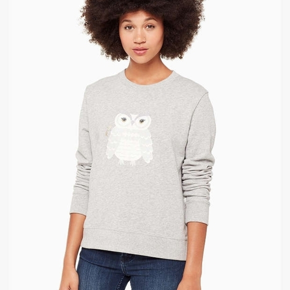 kate spade Tops - Kate Spade Broome Street Gray Owl Sweatshirt